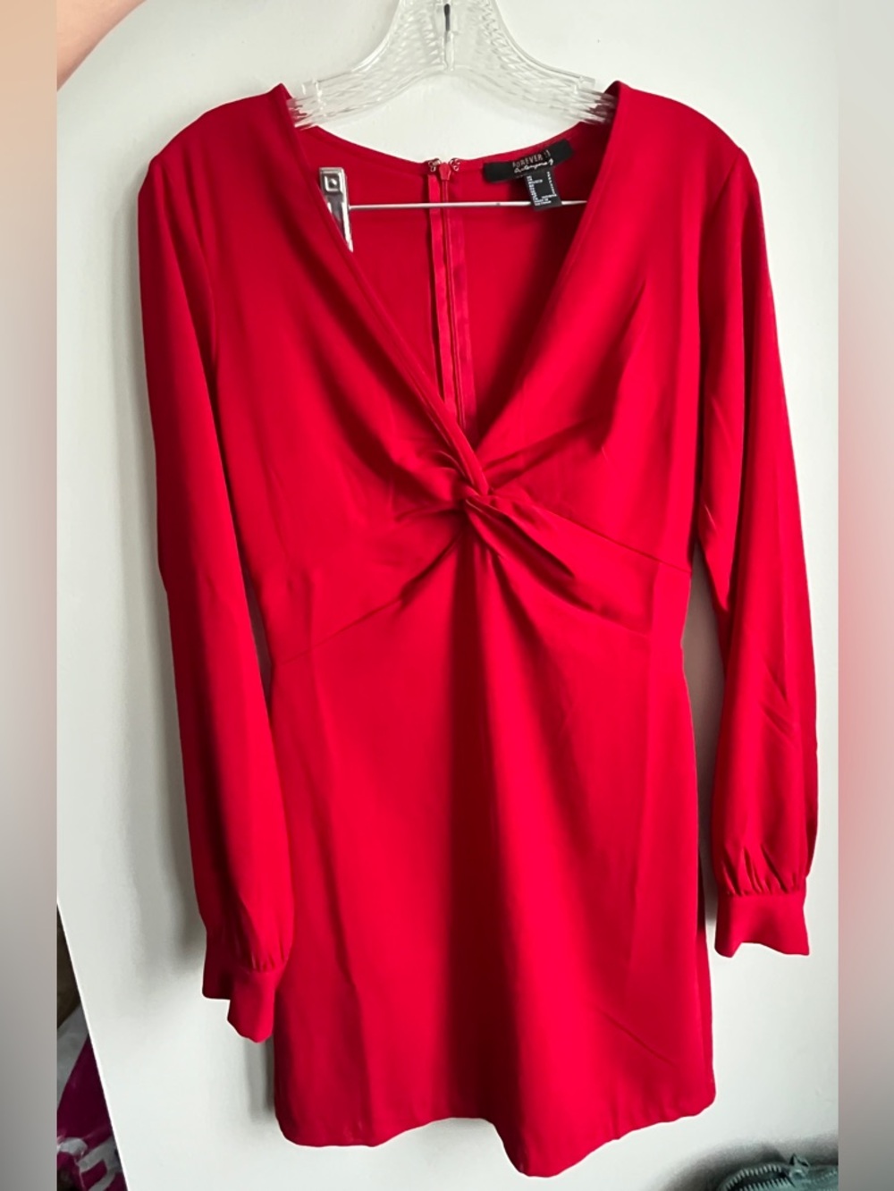 Red longsleeve mini dress